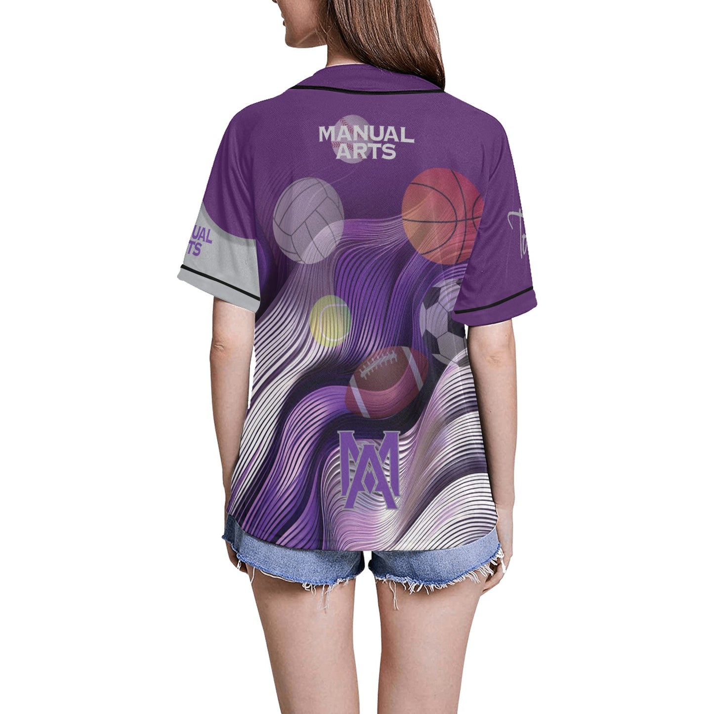 Manual Wave Women's All Over Print Baseball Jersey(ModelT50)