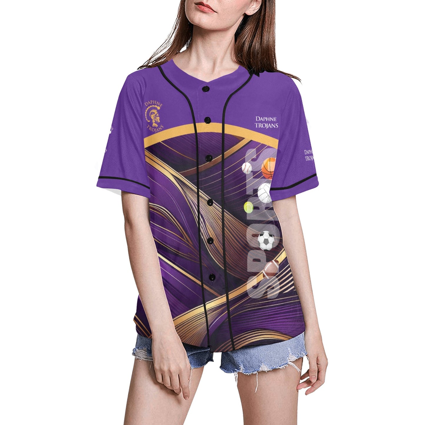 Daphne Lines WOMEN'S All Over Print Baseball Jersey(ModelT50)