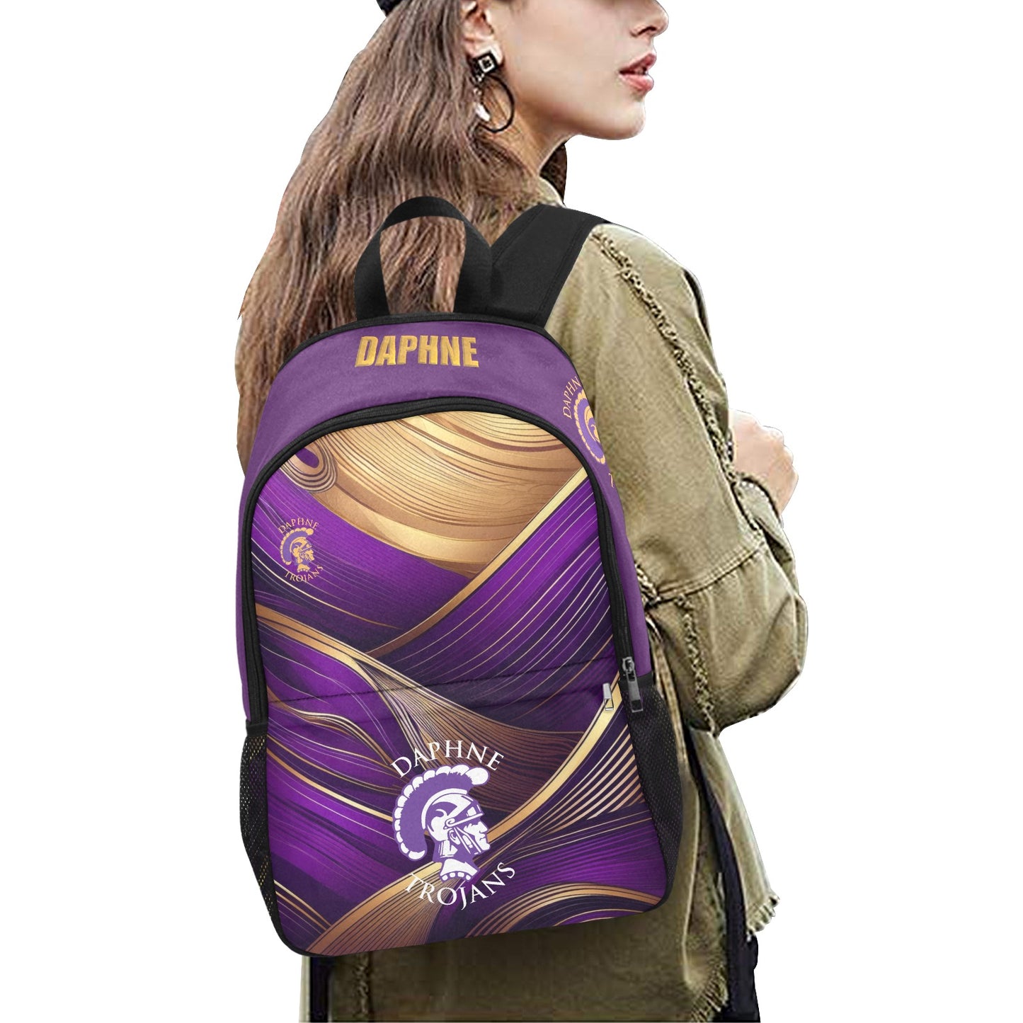 Daphne Fabric Backpack with Side Mesh Pockets (1659)