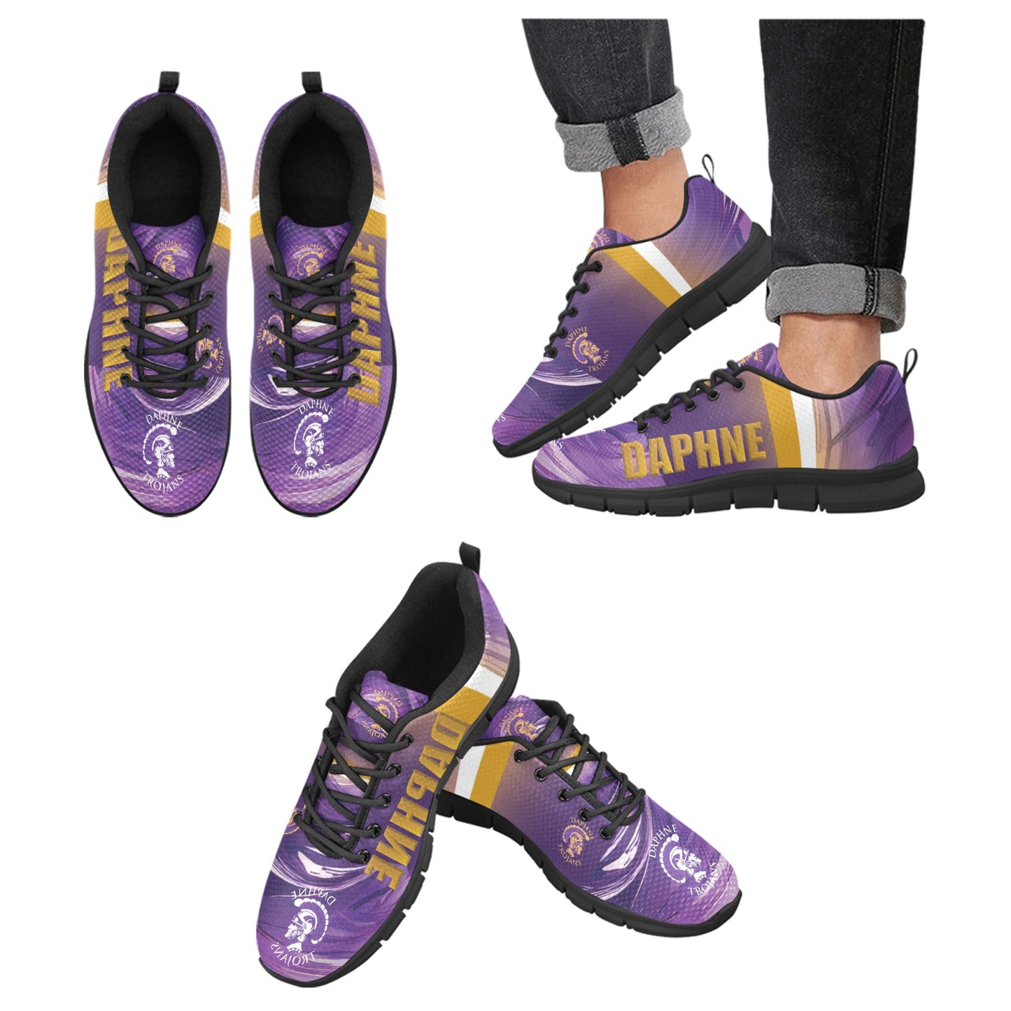 Daphne Gold WOMEN'S Breathable Sneakers (Model 055)